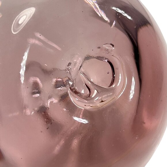 Blenko Pink Handblown Glass Apple Paperweight Gradient Art Applied Stem Fruit - Picture 5 of 8